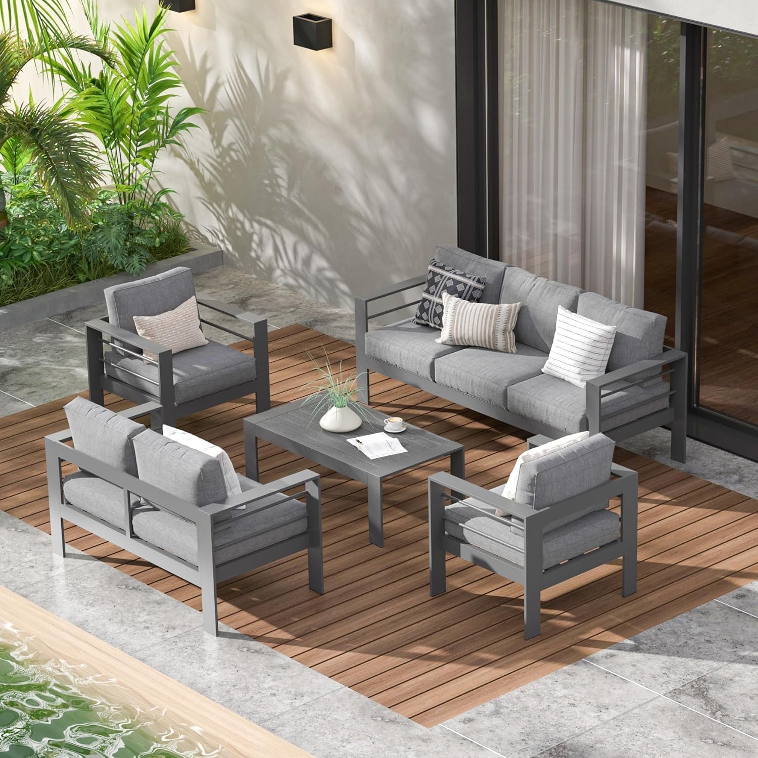 Modern Aluminum Outdoor Patio Furniture Set with Cushions-0