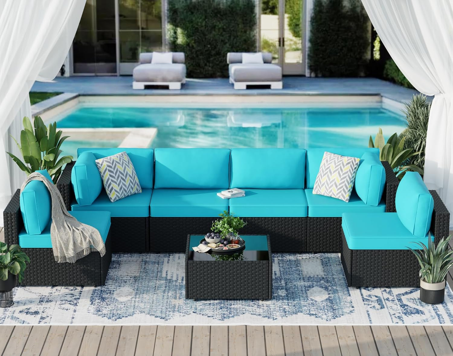 Comfortable Seven Piece Outdoor Patio Furniture Set-0