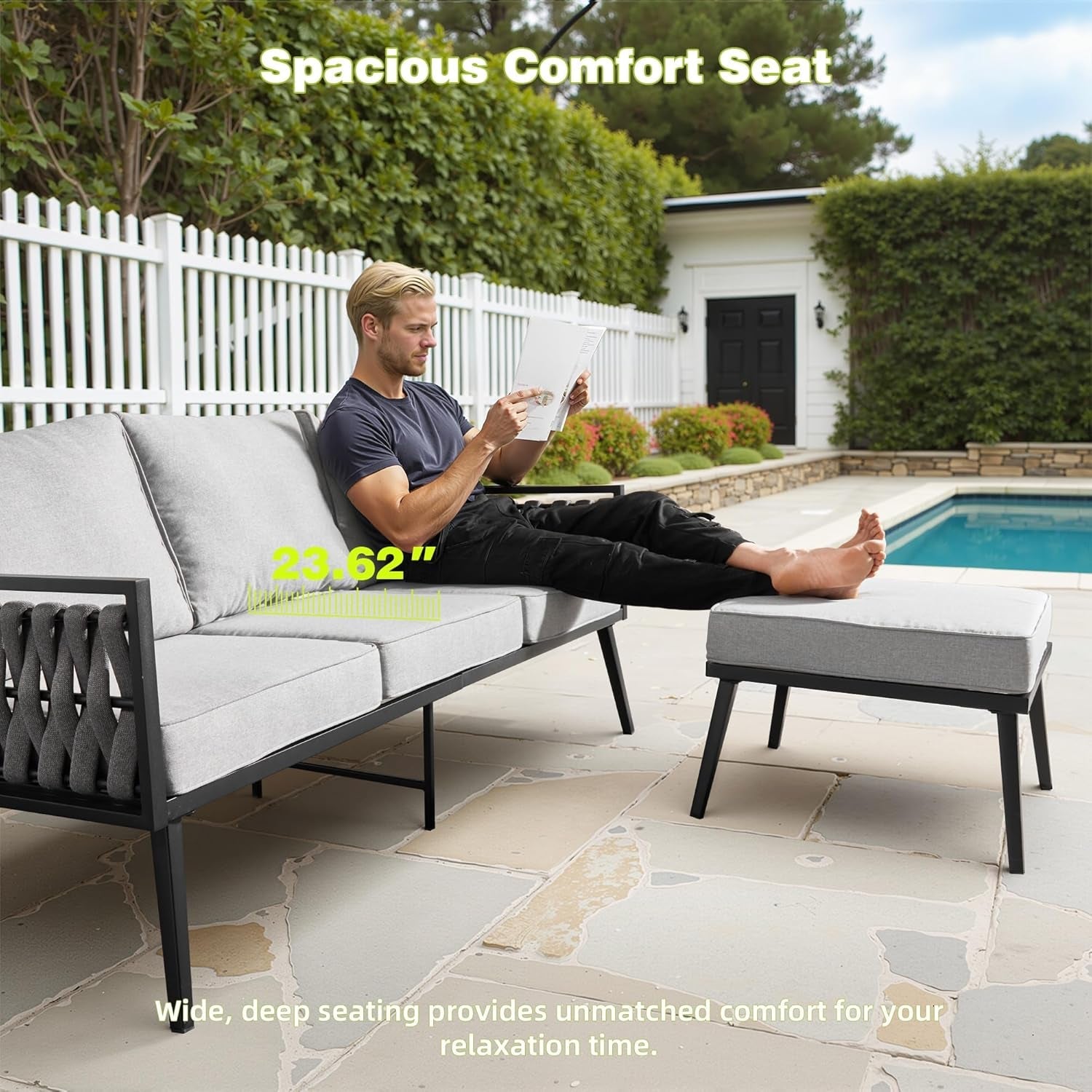 Outdoor Patio Furniture Set with Swivel Chair and Table-3