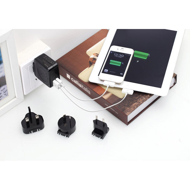 NNEDSZ Multi Plugs USB Wall Charger Adapter 4.2 A US UK EU AU Plugs with Car Charger (D204)-0