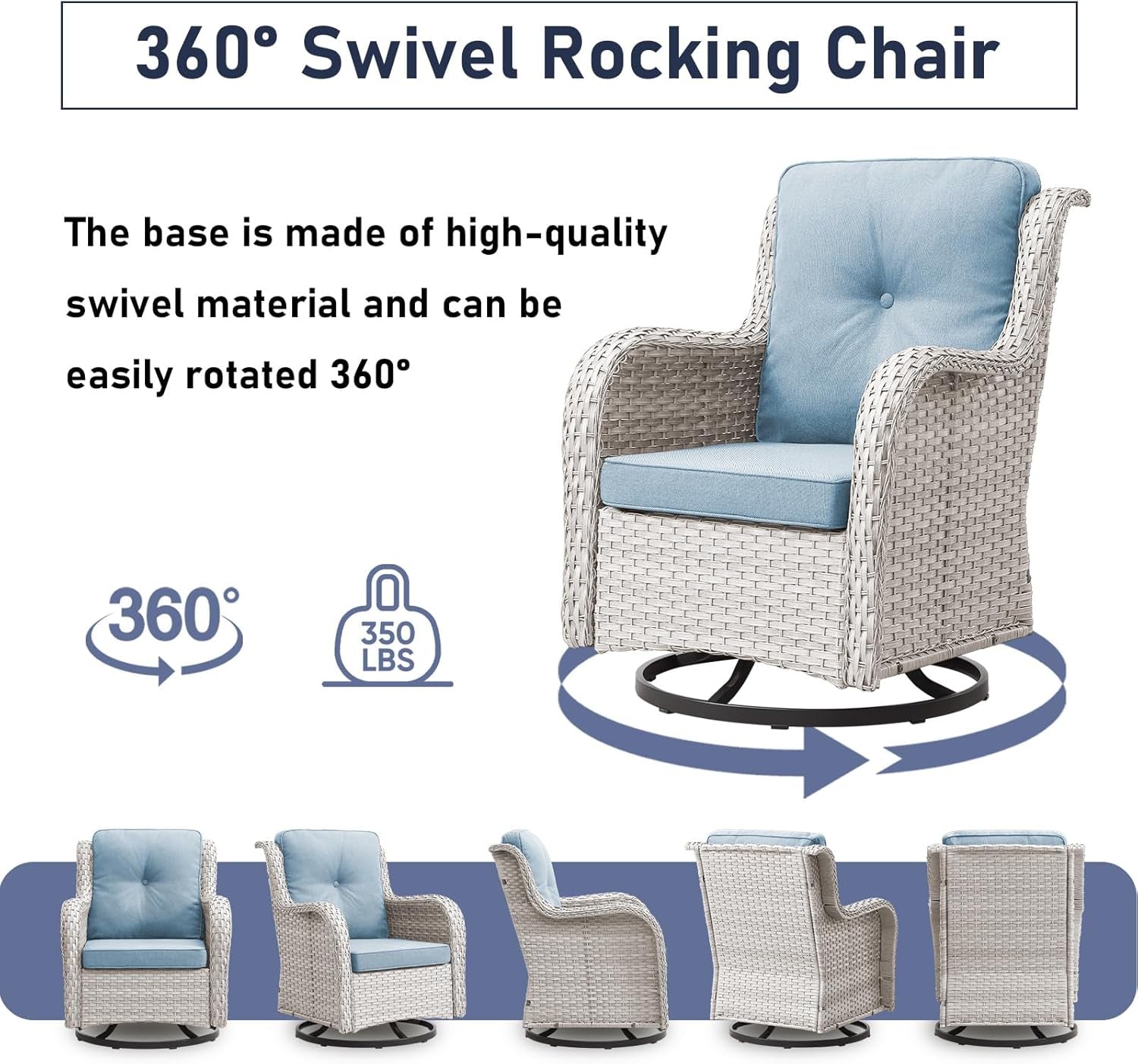 Comfortable 11 Piece Outdoor Furniture Set with Swivel Rockers-2