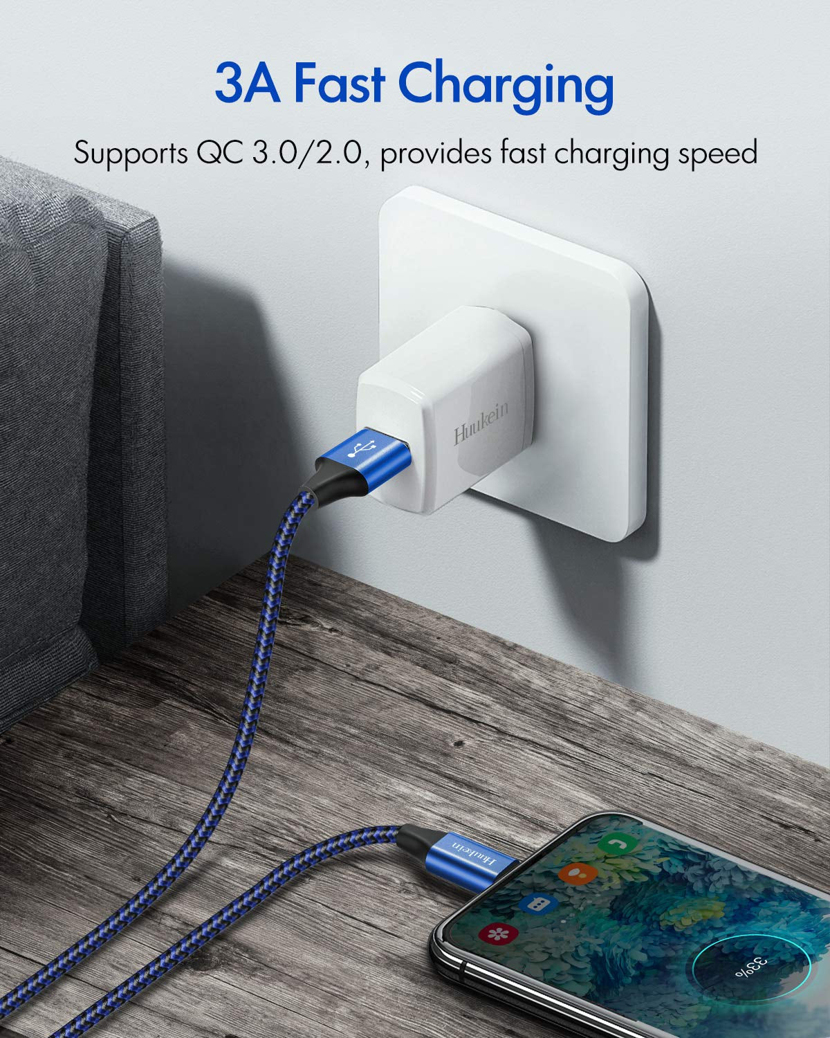 USB C Cable 6.6Ft 2-Pack, 3A USB a to Type C Charging Cable Fast Charger Cord Braided Compatible with Galaxy S21 S20 Ultra S10 S9 plus A10E A21 A51 A52