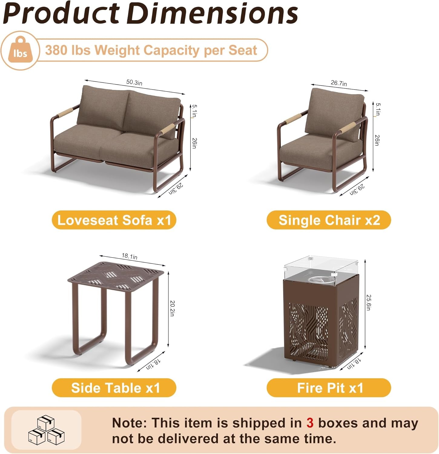 Outdoor Aluminum Patio Furniture Set with Fire Pit-1