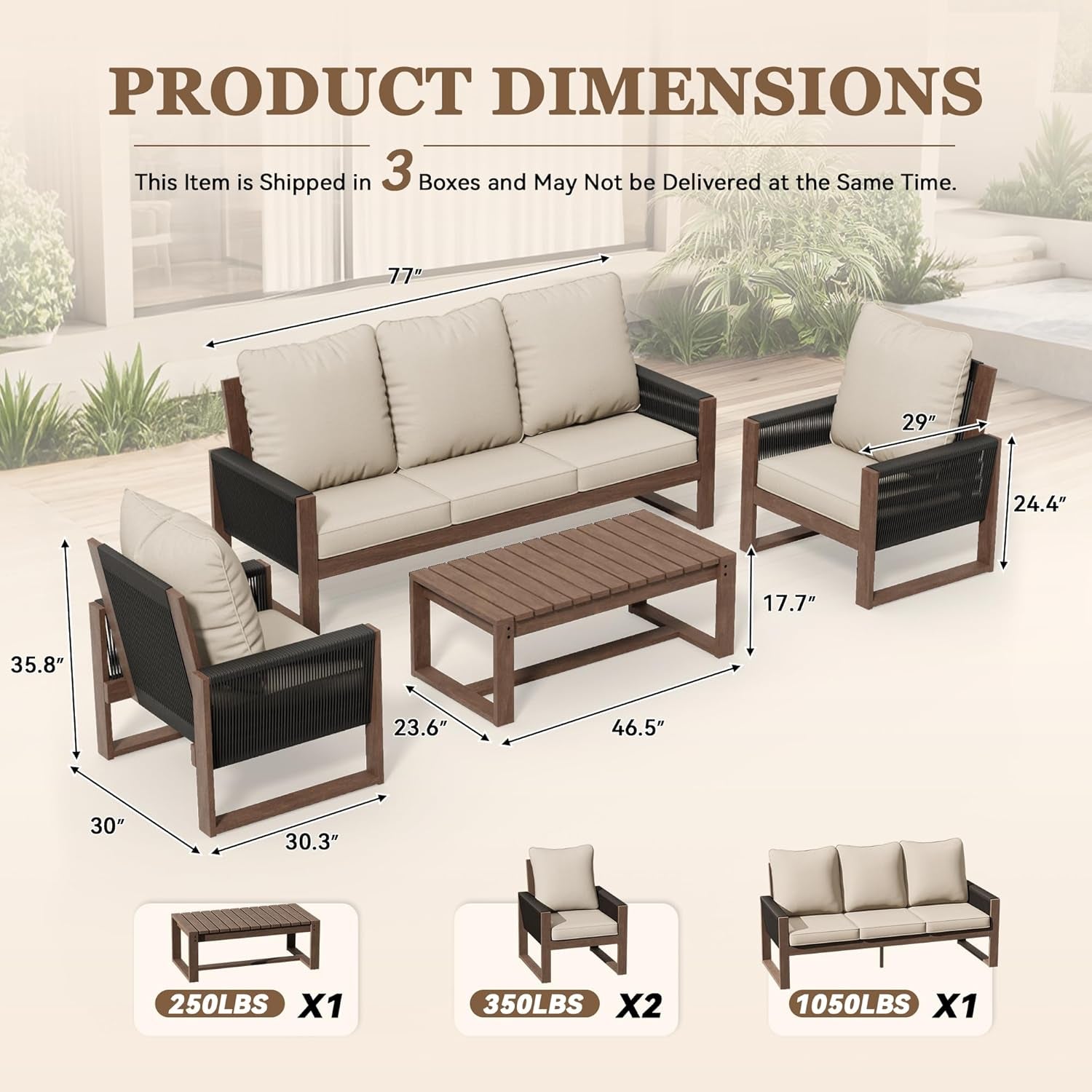 Wooden Outdoor Furniture Set with Comfortable Wicker Chairs-1