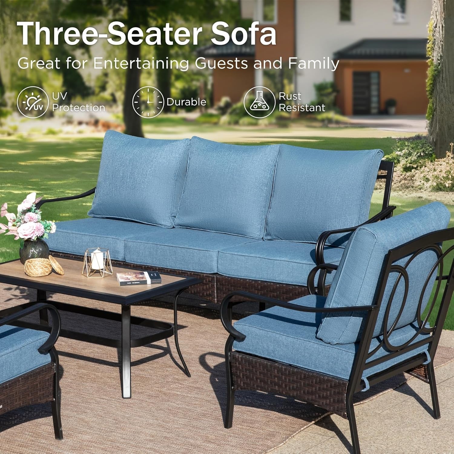 Stylish Outdoor Patio Furniture Set with Thick Cushions-1