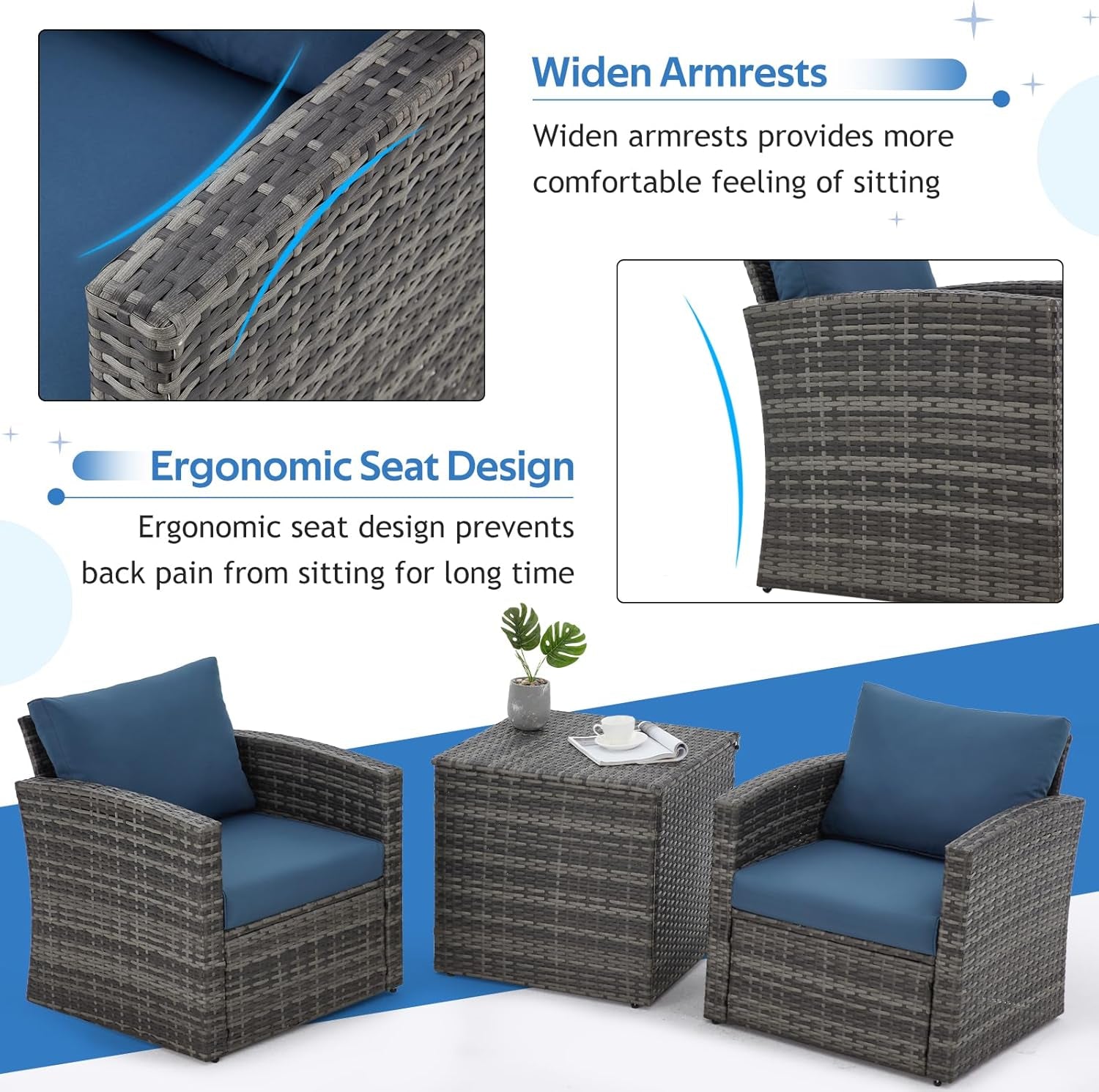 Seven Piece Outdoor Patio Furniture Set with Storage-2