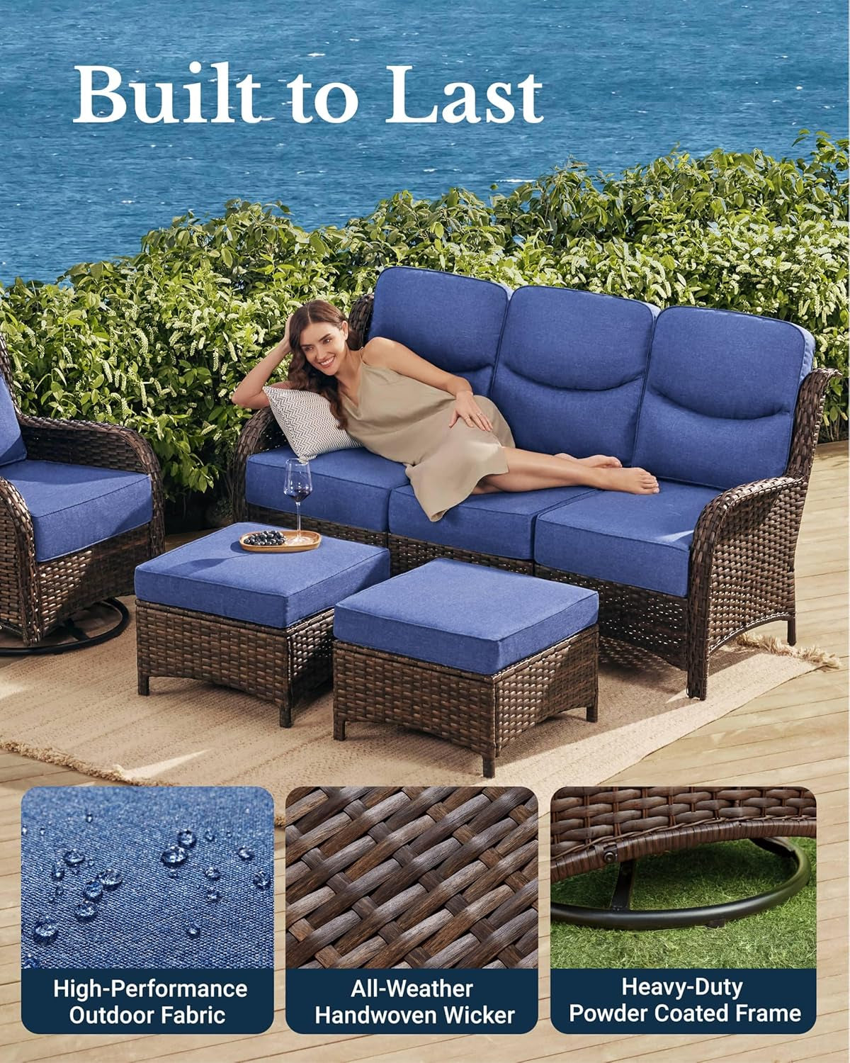 Luxury Outdoor Patio Furniture Set with Thick Cushions-4