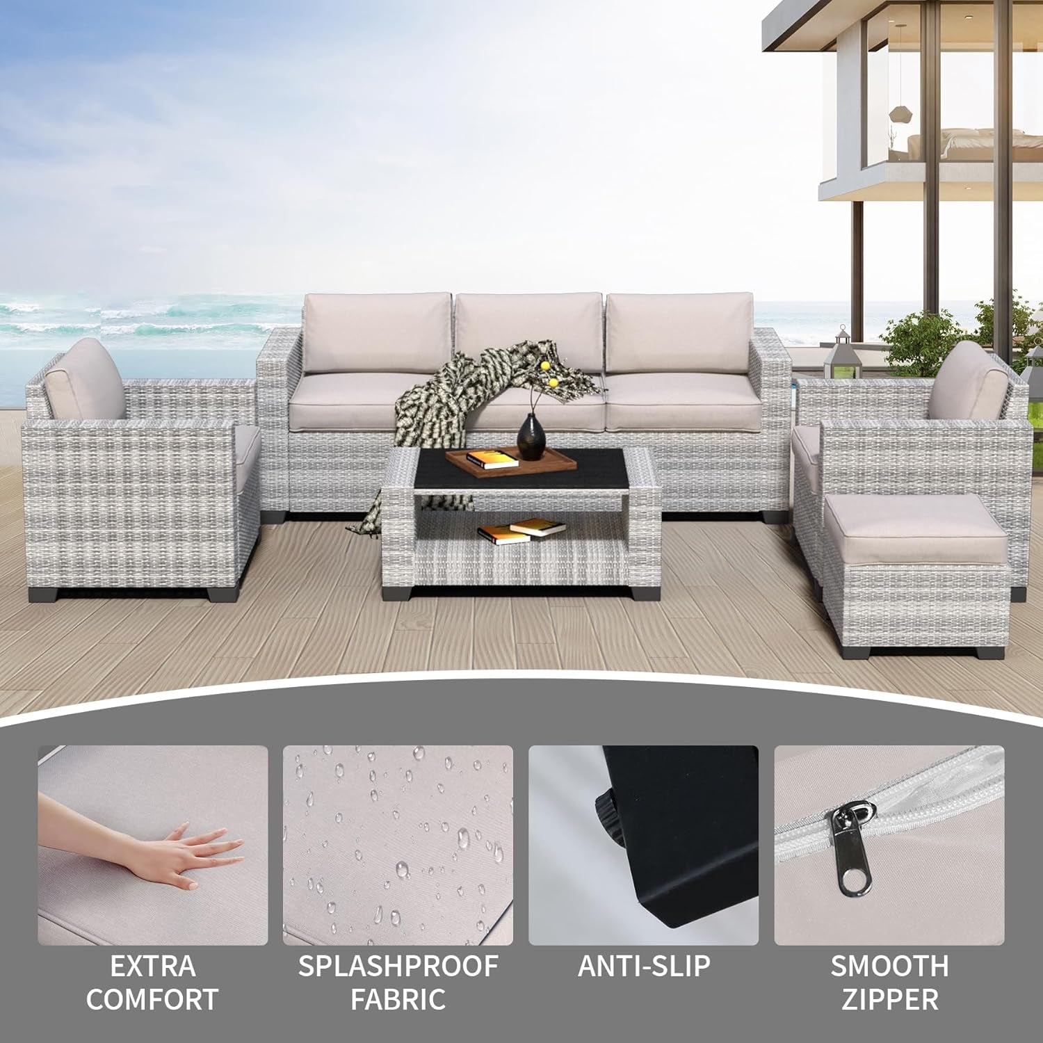 Durable Seven Piece Outdoor Sectional Patio Furniture Set-2