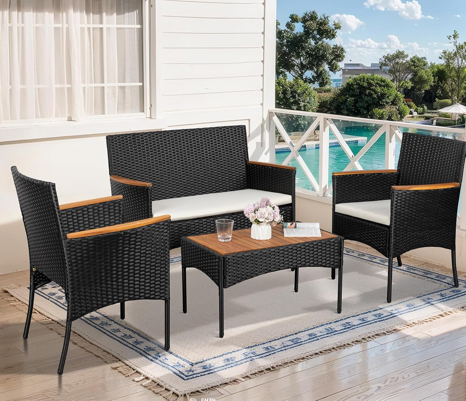 Outdoor Wicker Patio Furniture Set with Cushions-1