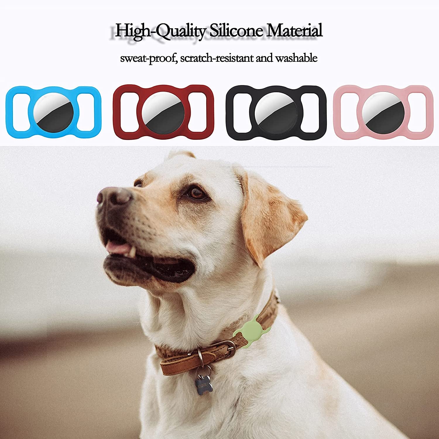 Protective Case Compatible for Airtag GPS Tracker, Fit for Dog Cat Collar Accessories Pet Loop Holder, Silicone Protective Case for Air Tag Lightweight Soft anti Scratch anti Lost(Black 1Pack)