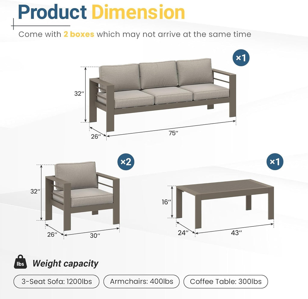 Outdoor Patio Furniture Set with Upgraded Cushions-1