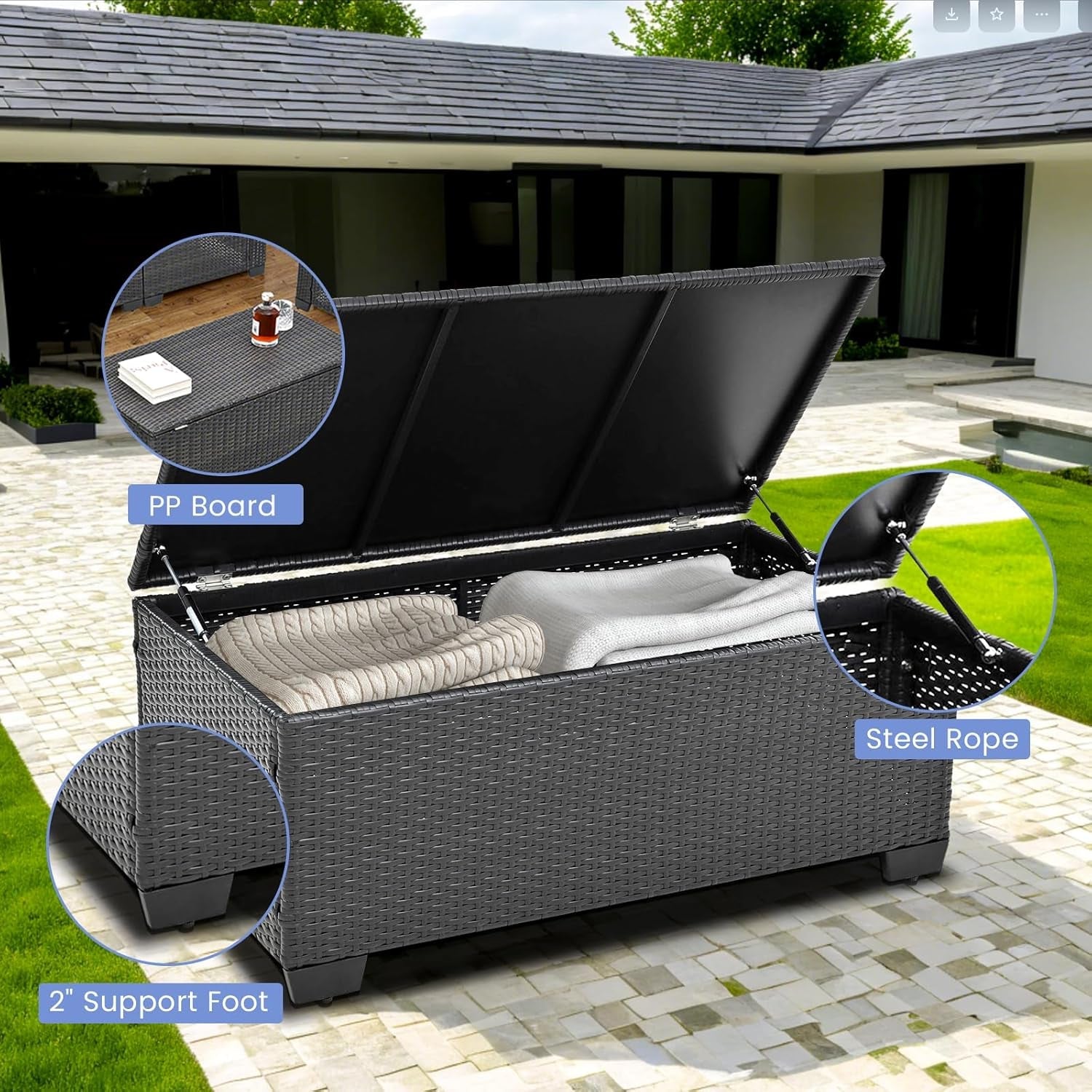 Outdoor Patio Furniture Set with Cushions and Storage-3