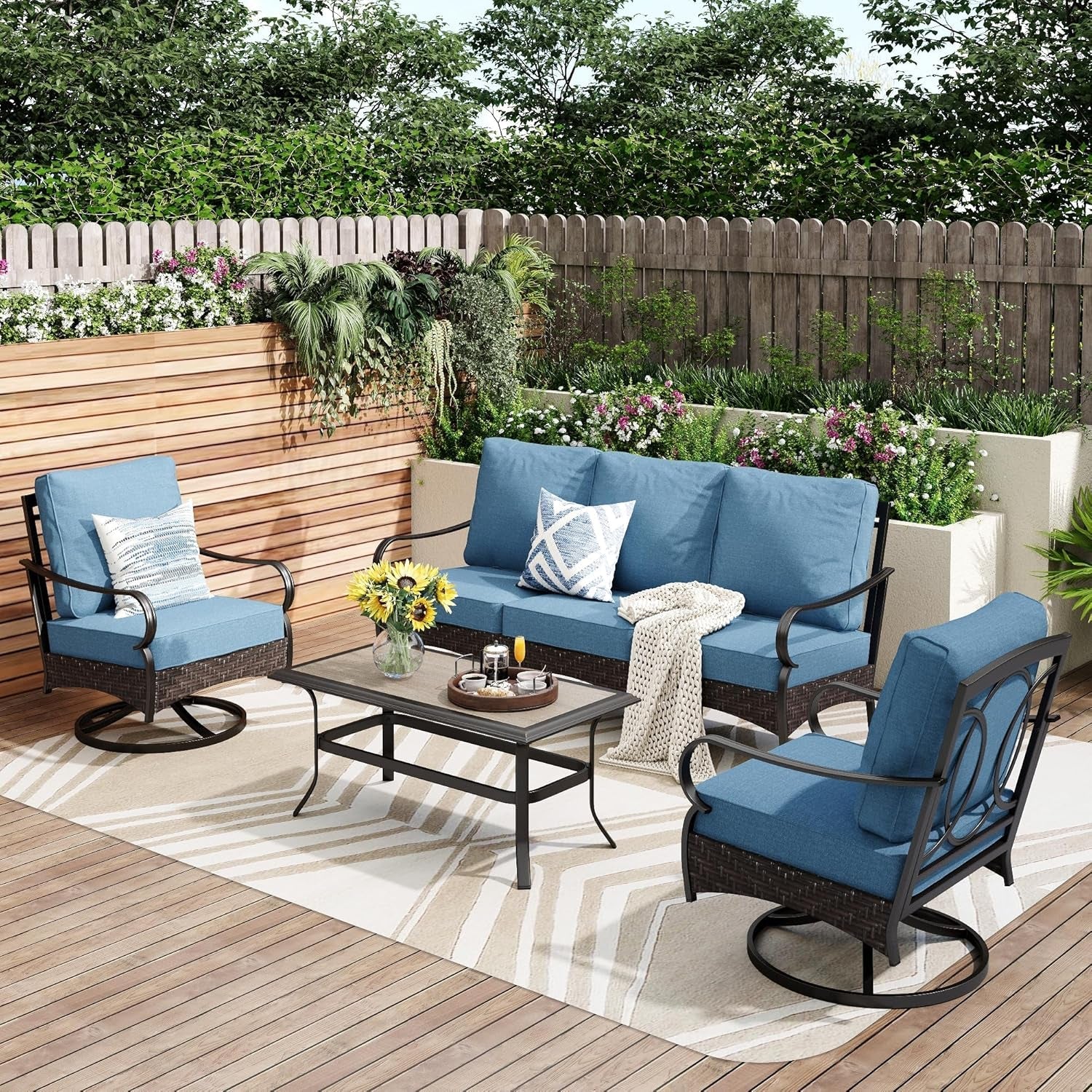 Stylish Outdoor Patio Furniture Set with Thick Cushions-0