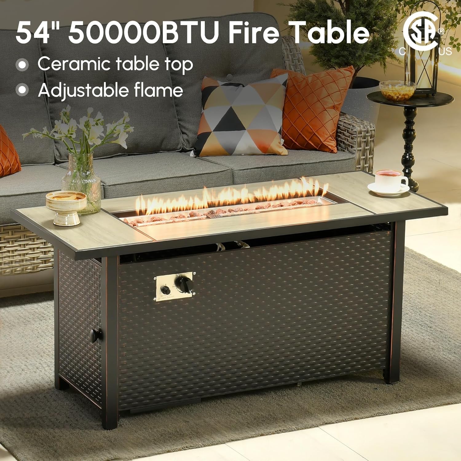 Outdoor Patio Furniture Set with Fire Pit and Ottomans-1
