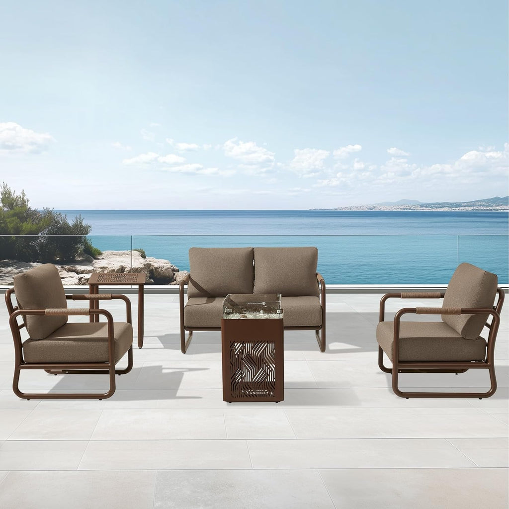 Outdoor Aluminum Patio Furniture Set with Fire Pit-2