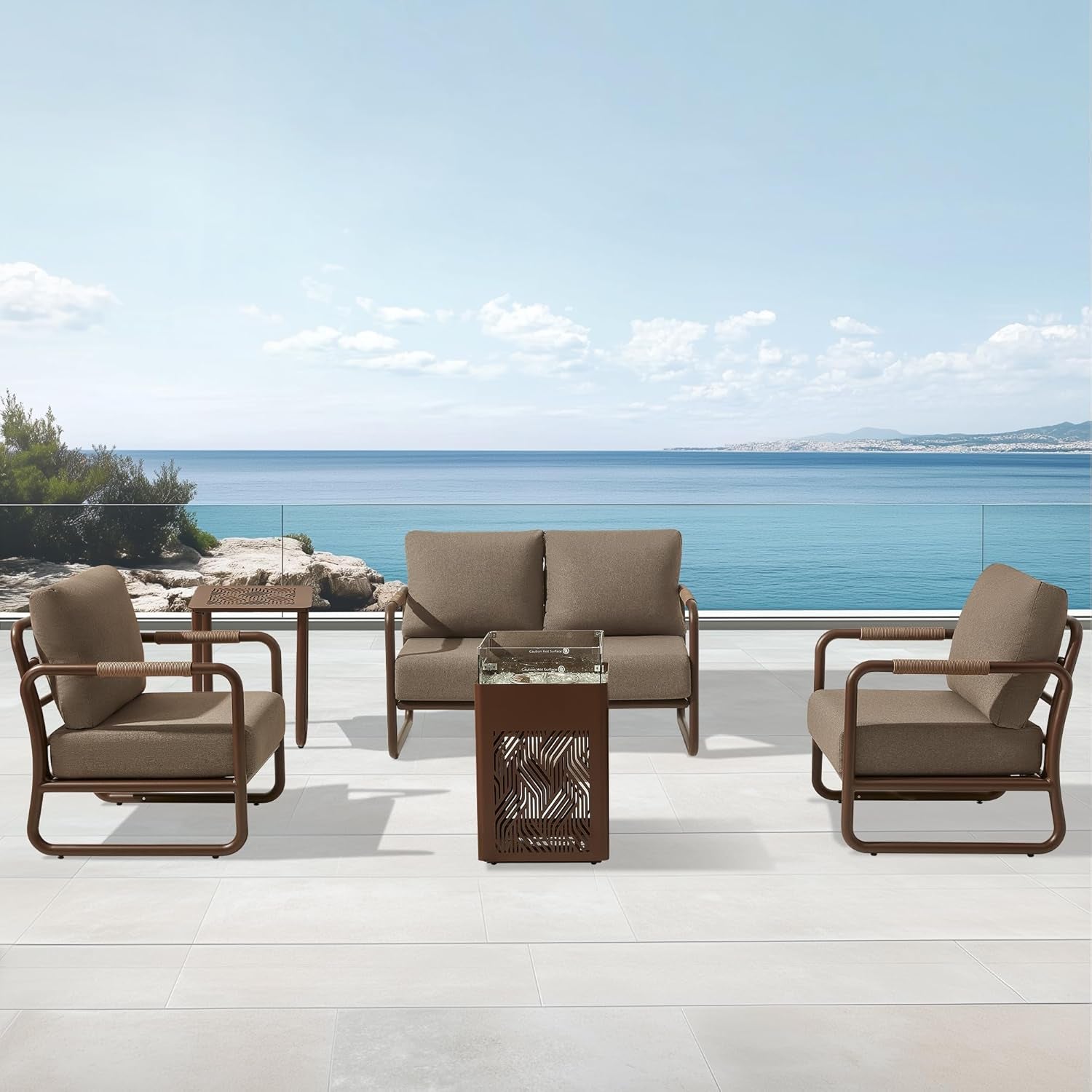 Outdoor Aluminum Patio Furniture Set with Fire Pit-2