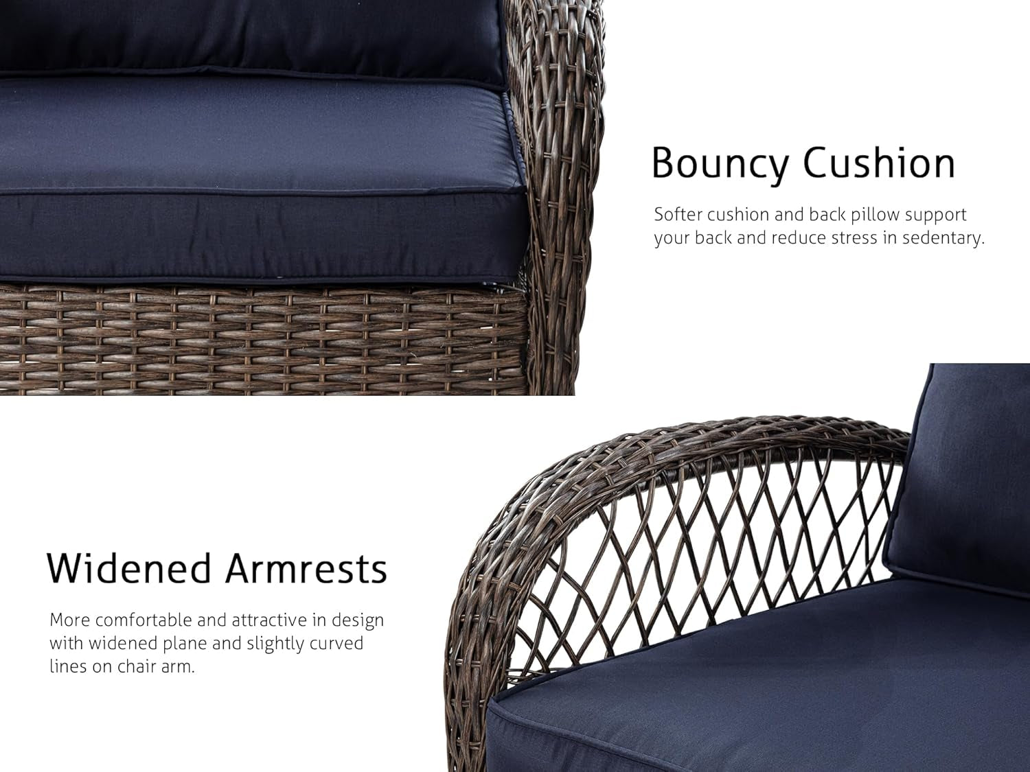 Outdoor Wicker Swivel Glider Rocker Patio Furniture Set-3