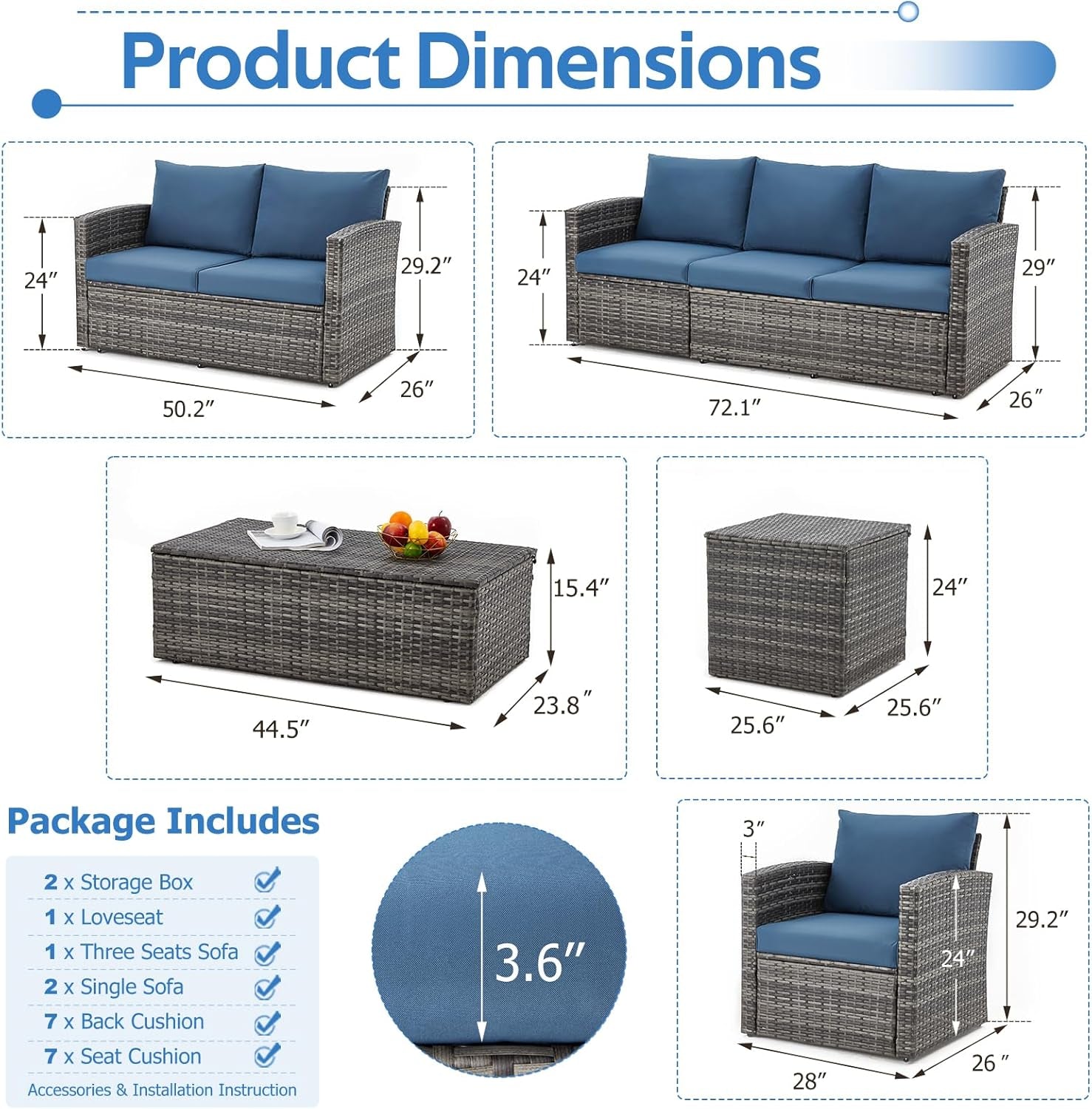 Seven Piece Outdoor Patio Furniture Set with Storage-4