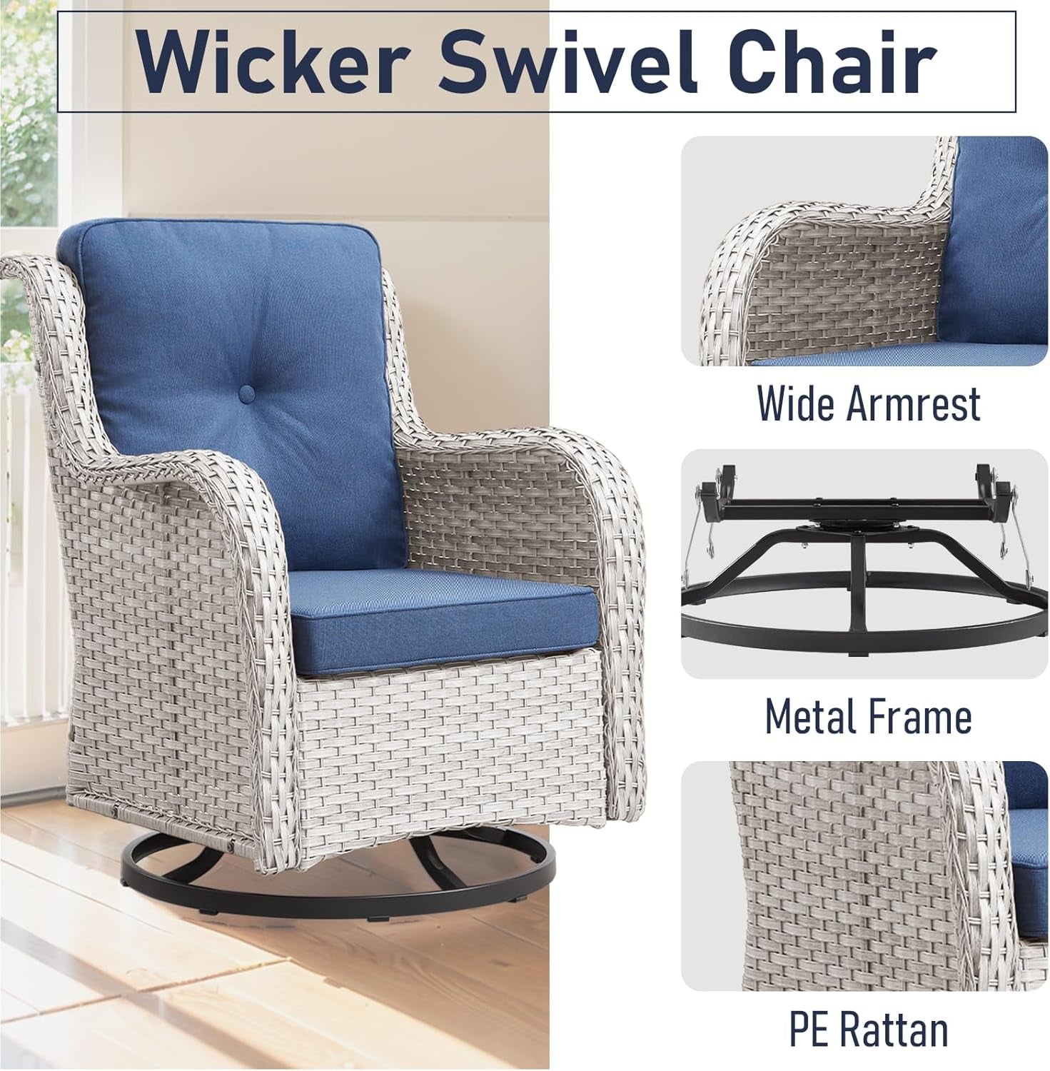 Outdoor Wicker Furniture Set with Swivel Rocker Chairs-1