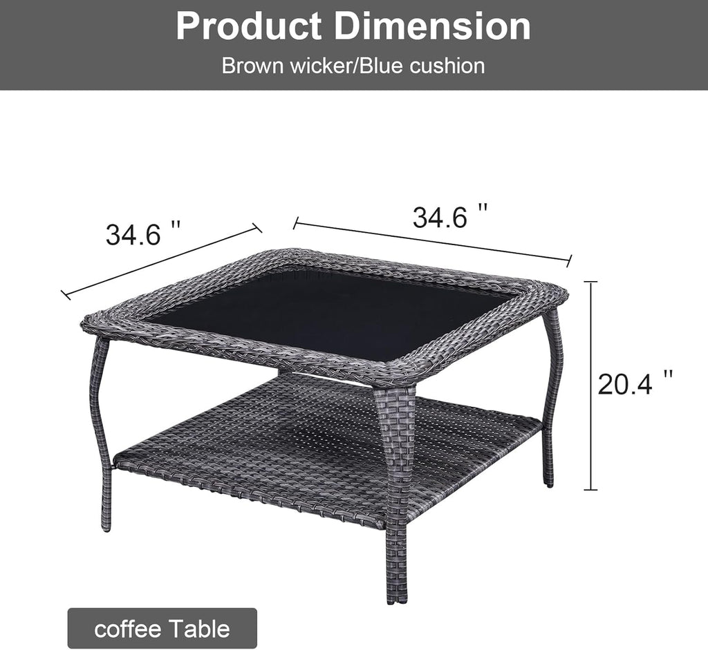 Eight Piece Outdoor Patio Furniture Set with Cushions-4