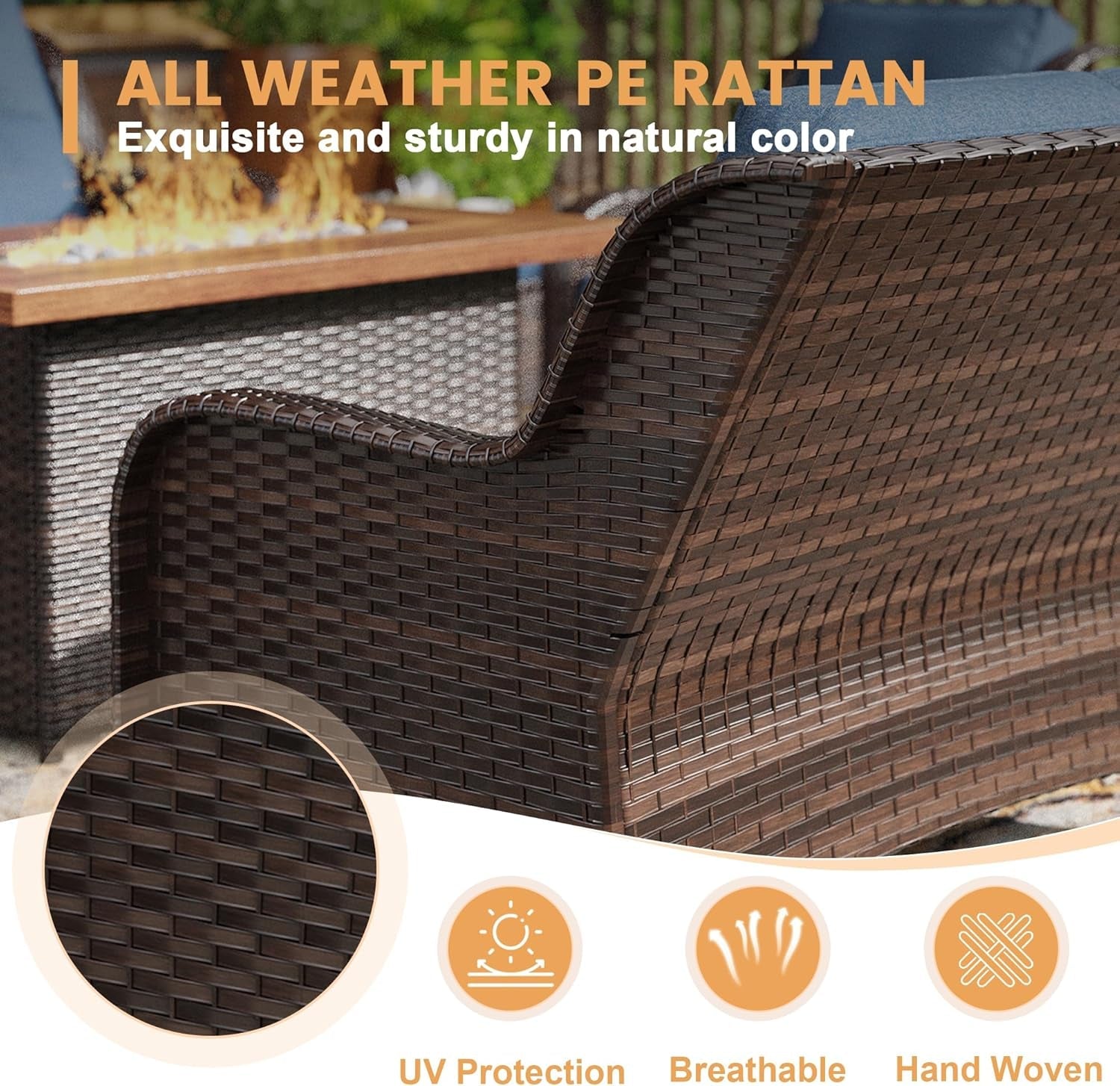 Nine Piece Outdoor Patio Furniture Wicker Conversation Set-4