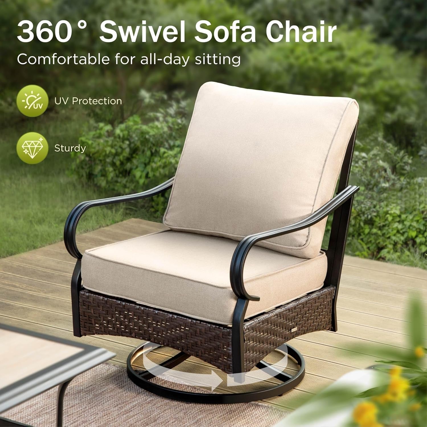 Modern Outdoor Patio Furniture Set with Thick Cushions-1