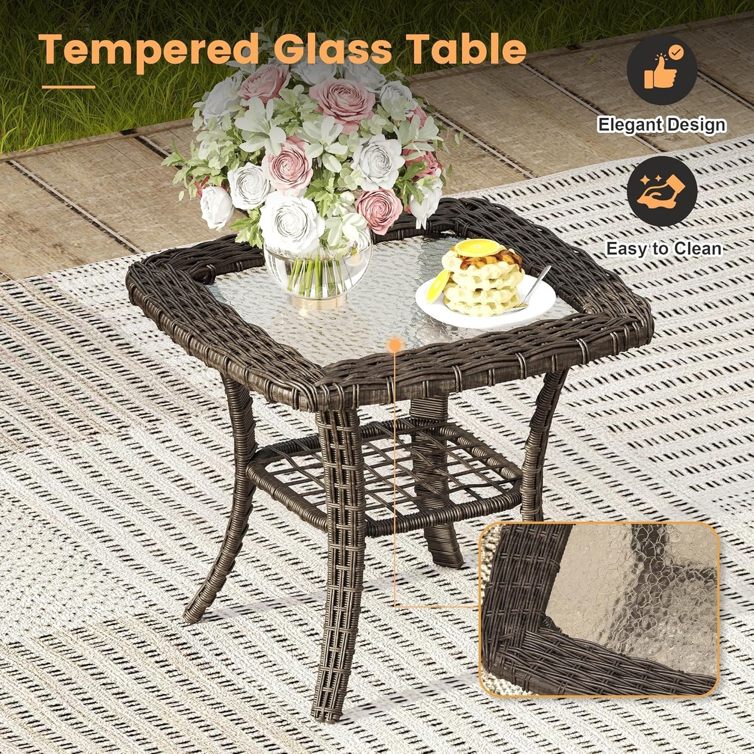 Eight Piece Outdoor Patio Furniture Set with Firepit-4