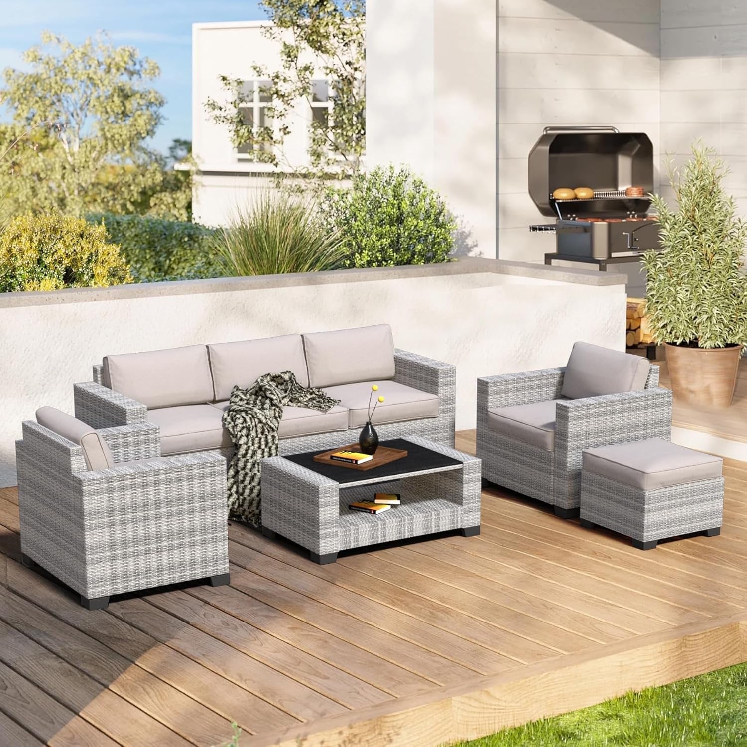 Durable Seven Piece Outdoor Sectional Patio Furniture Set-0