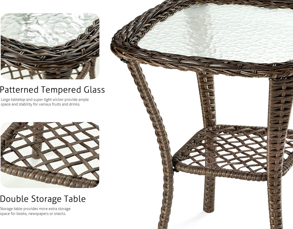 Outdoor Wicker Swivel Glider Rocker Patio Furniture Set-4