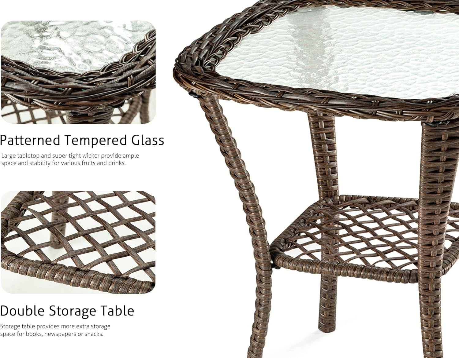 Outdoor Wicker Swivel Glider Rocker Patio Furniture Set-4