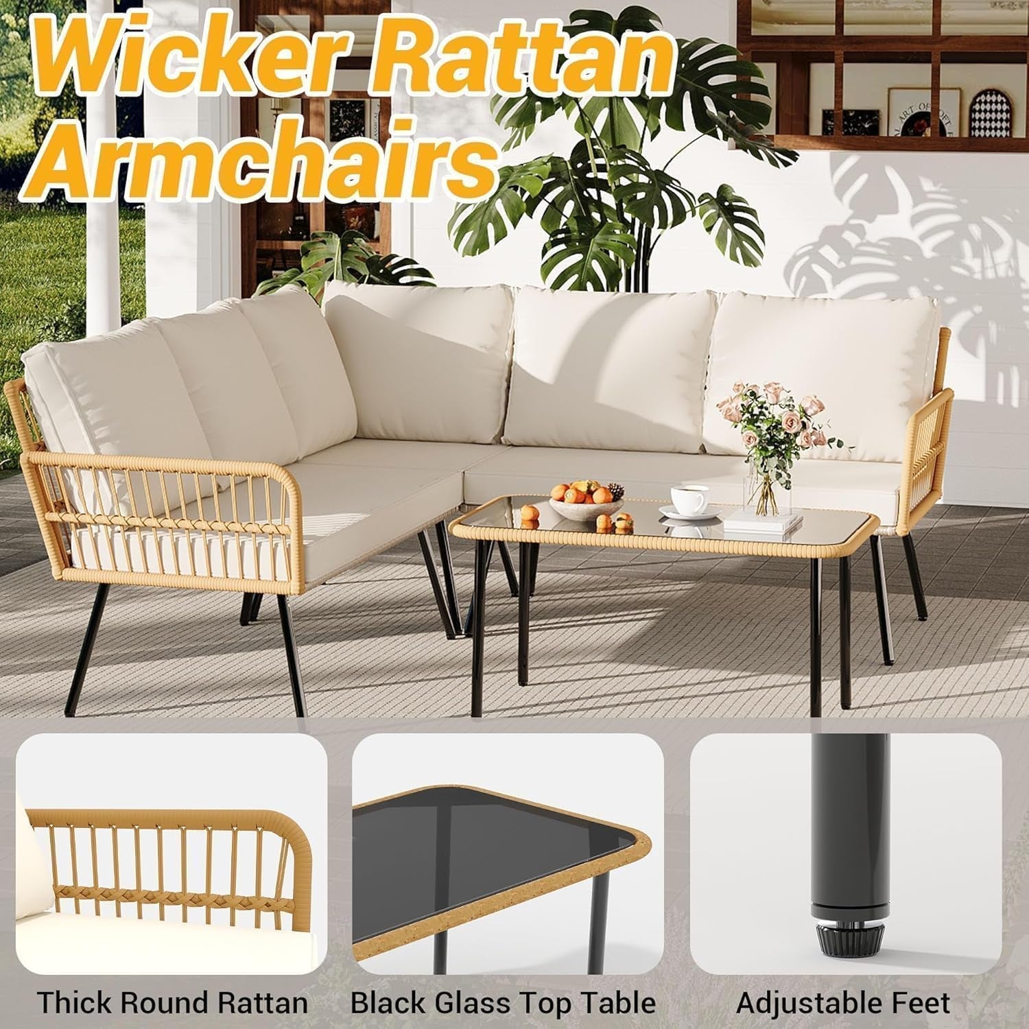Comfortable Outdoor Sectional Patio Furniture Set for Relaxation-4