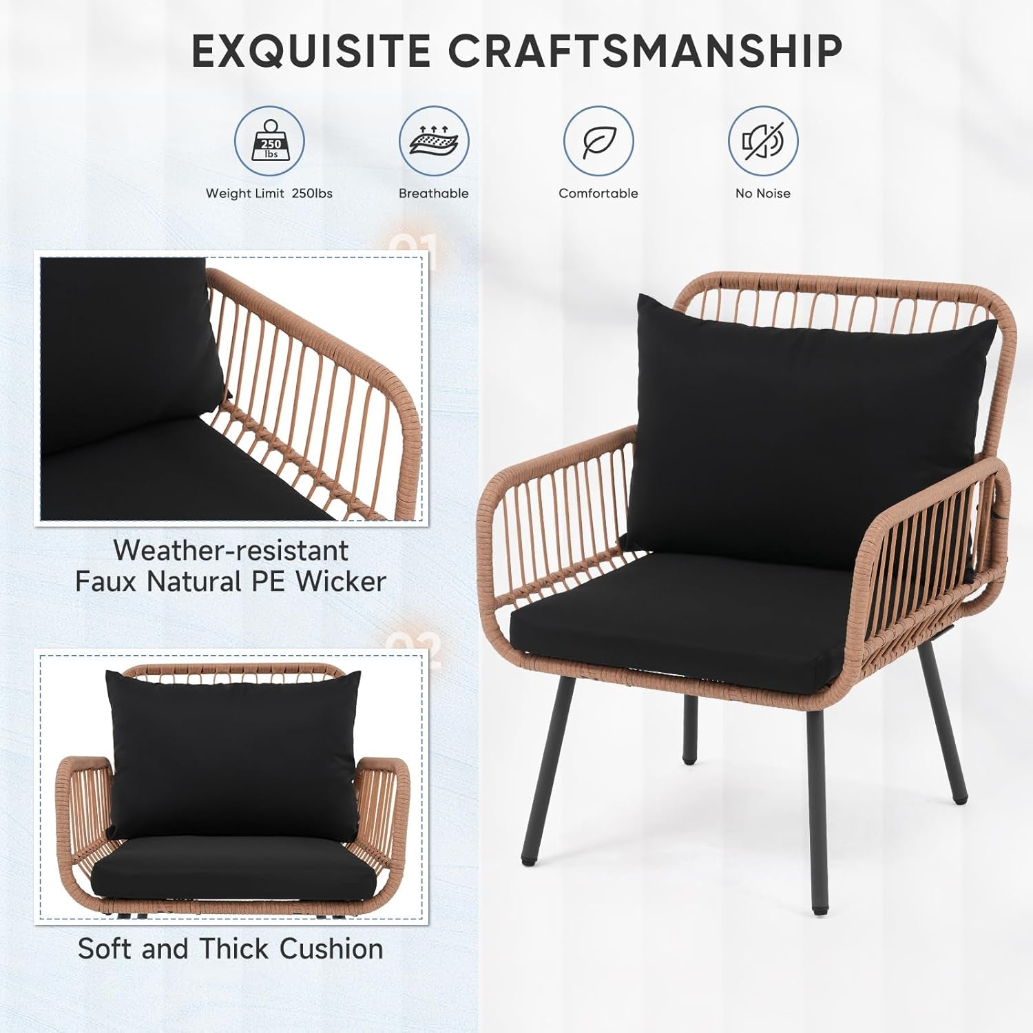 Stylish Four Piece Outdoor Wicker Patio Furniture Set-1