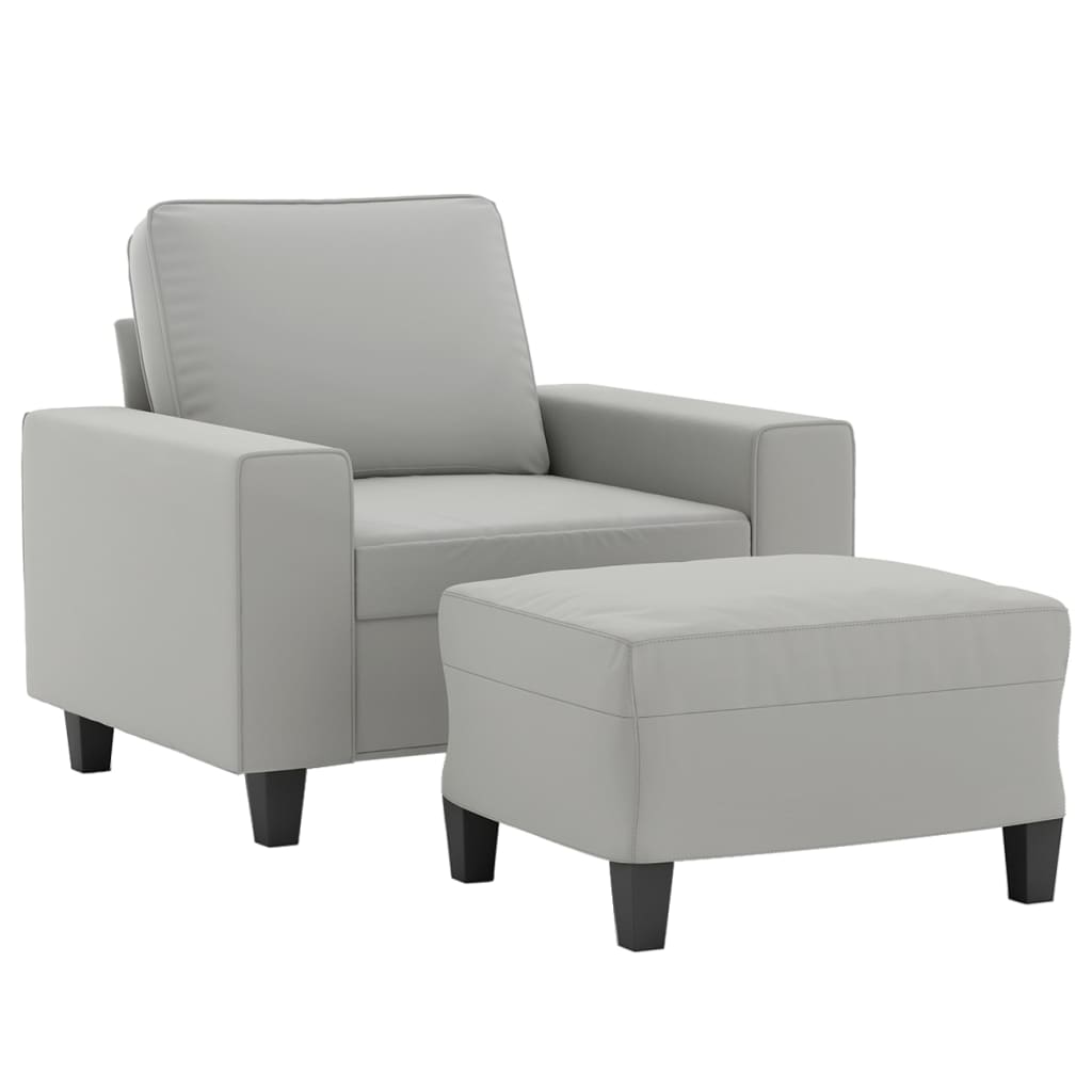 vidaXL Couch Modern Accent Upholstered Chair with Footstool Microfiber Fabric-4