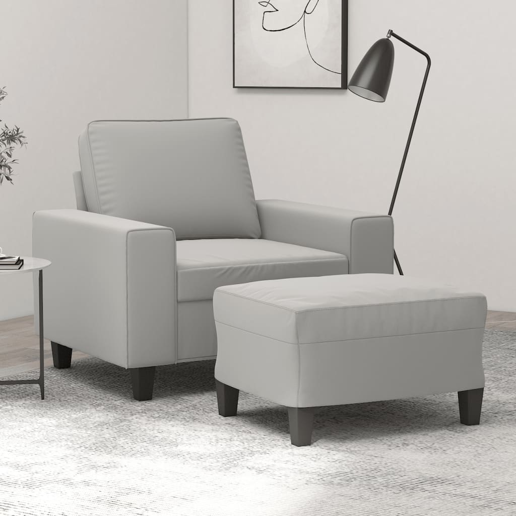vidaXL Couch Modern Accent Upholstered Chair with Footstool Microfiber Fabric-10