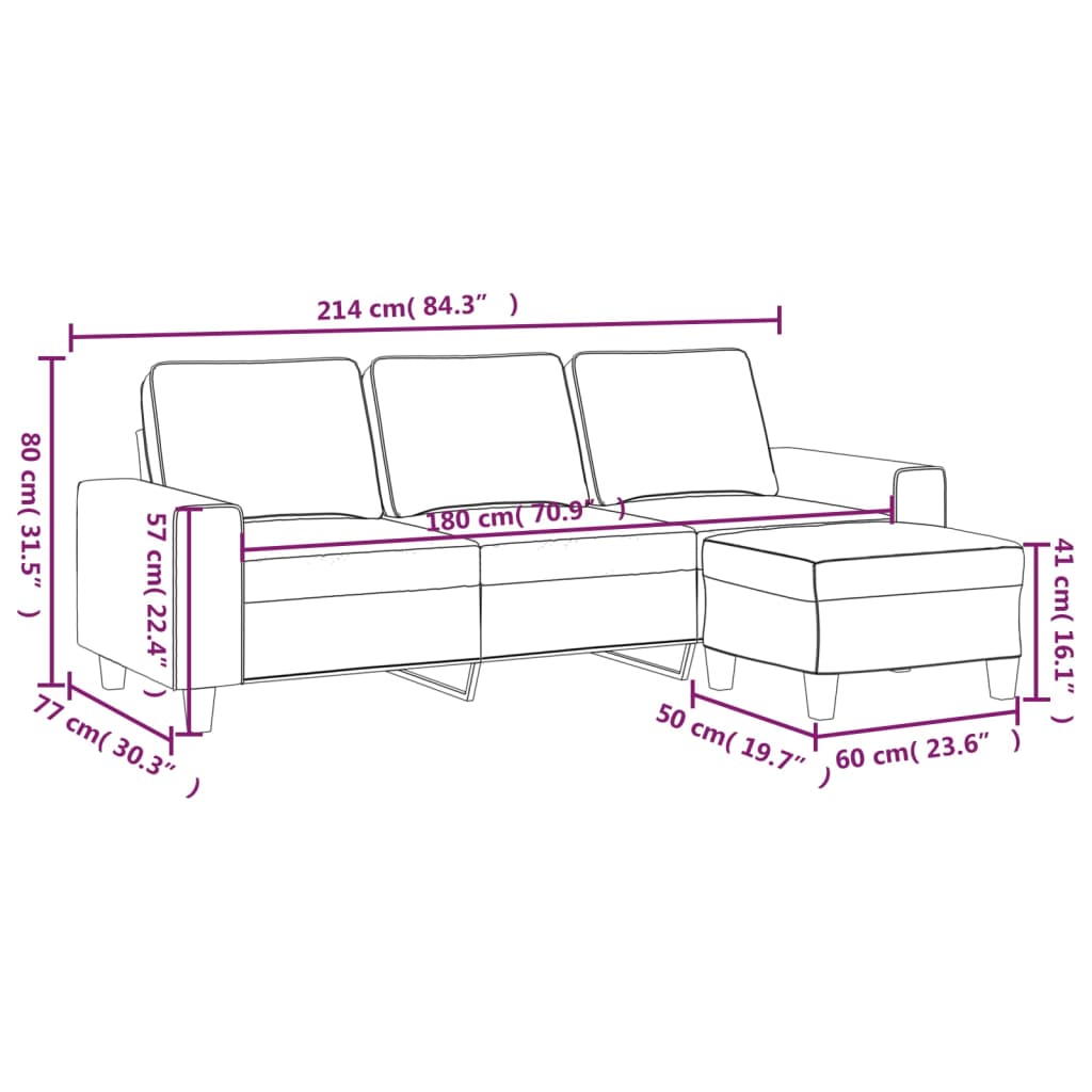vidaXL Couch Modern Accent Upholstered Chair with Footstool Microfiber Fabric-2