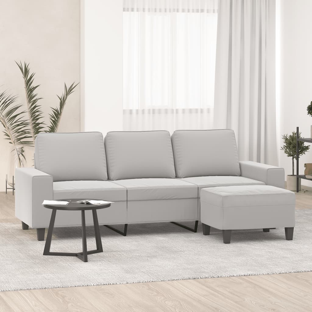 vidaXL Couch Modern Accent Upholstered Chair with Footstool Microfiber Fabric-8