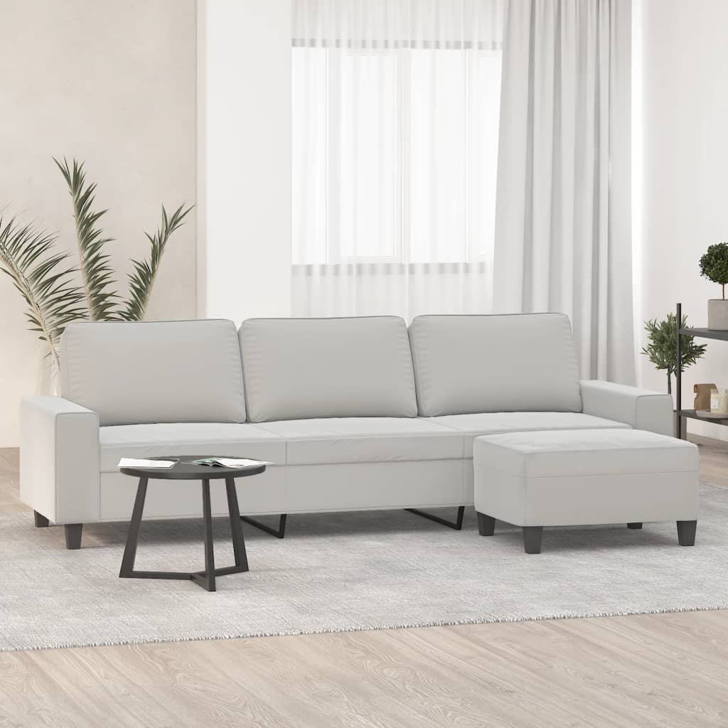 vidaXL Couch Modern Accent Upholstered Chair with Footstool Microfiber Fabric-9