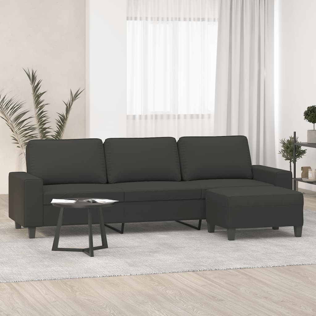 vidaXL Couch Modern Accent Upholstered Chair with Footstool Microfiber Fabric-5