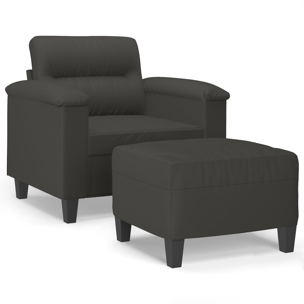 vidaXL Couch Modern Accent Upholstered Chair with Footstool Microfiber Fabric-2
