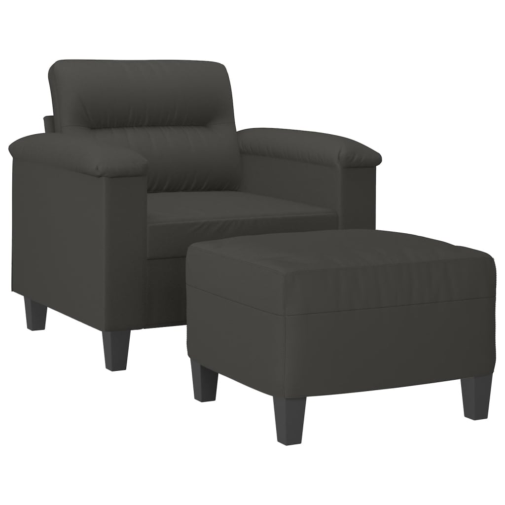 vidaXL Couch Modern Accent Upholstered Chair with Footstool Microfiber Fabric-0