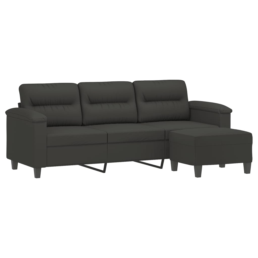 vidaXL Couch Modern Accent Upholstered Chair with Footstool Microfiber Fabric-3