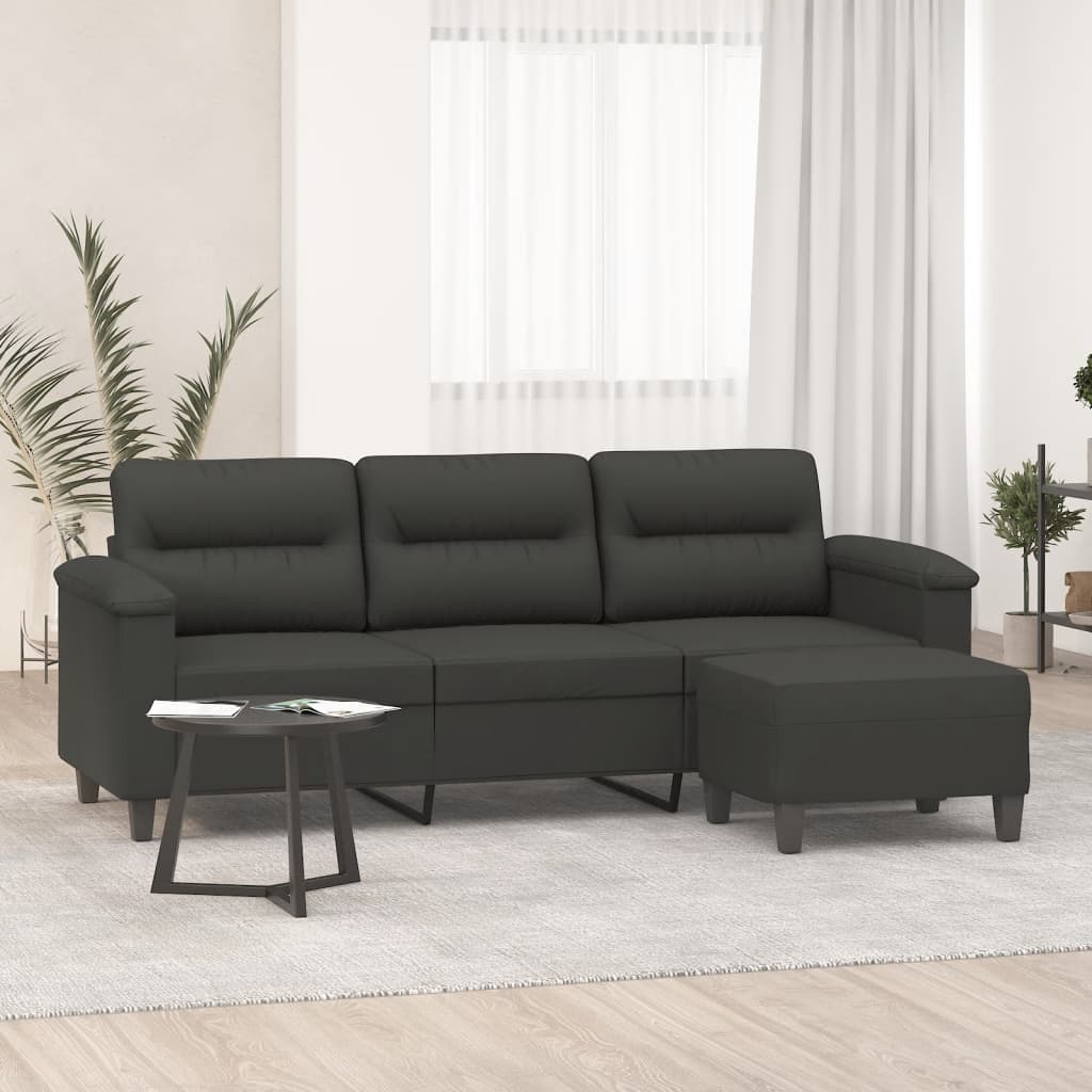 vidaXL Couch Modern Accent Upholstered Chair with Footstool Microfiber Fabric-6