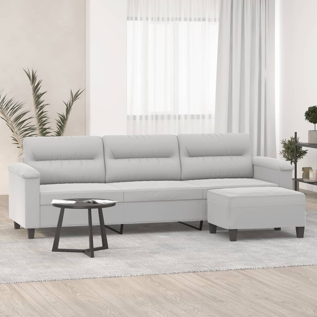 vidaXL Couch Modern Accent Upholstered Chair with Footstool Microfiber Fabric-9