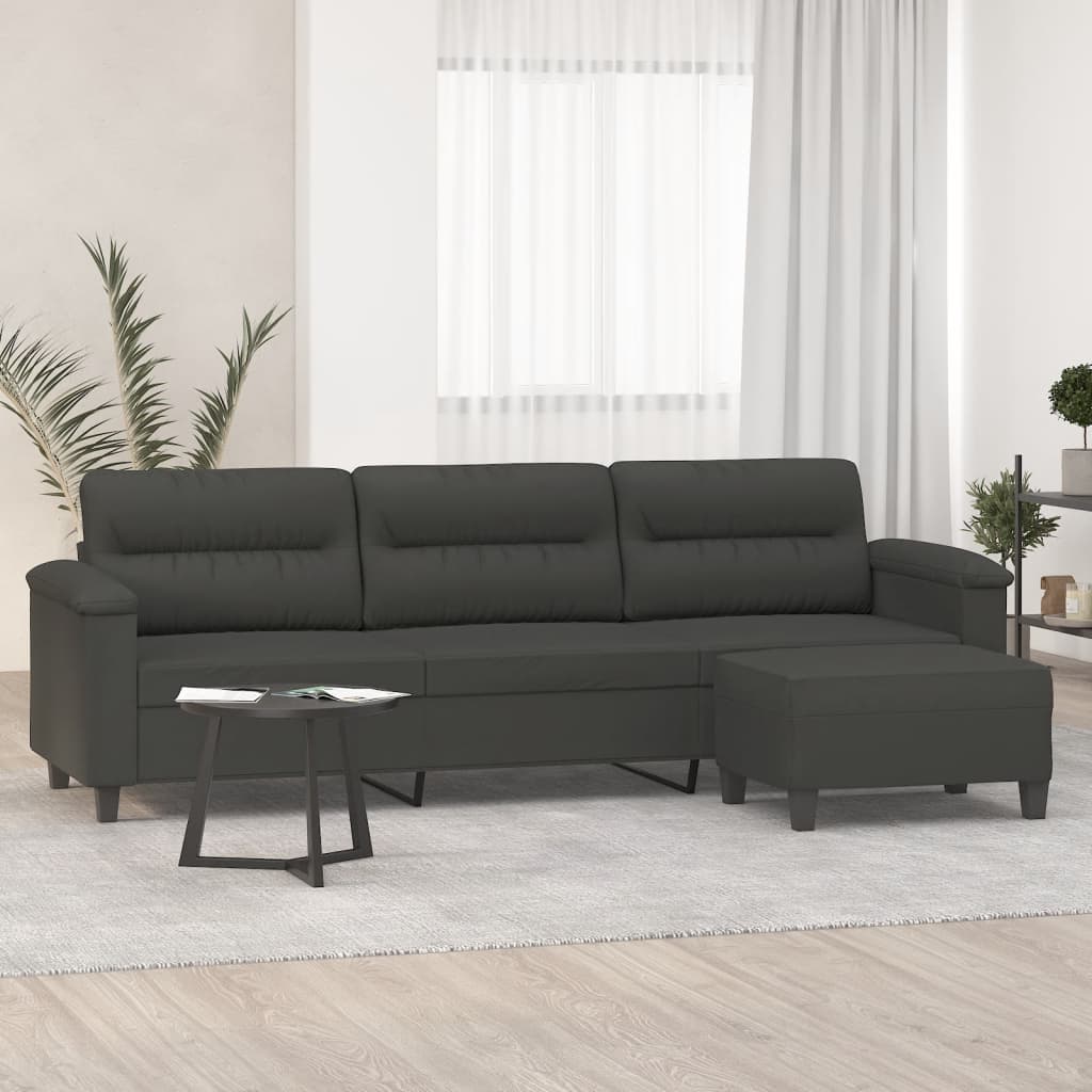 vidaXL Couch Modern Accent Upholstered Chair with Footstool Microfiber Fabric-7