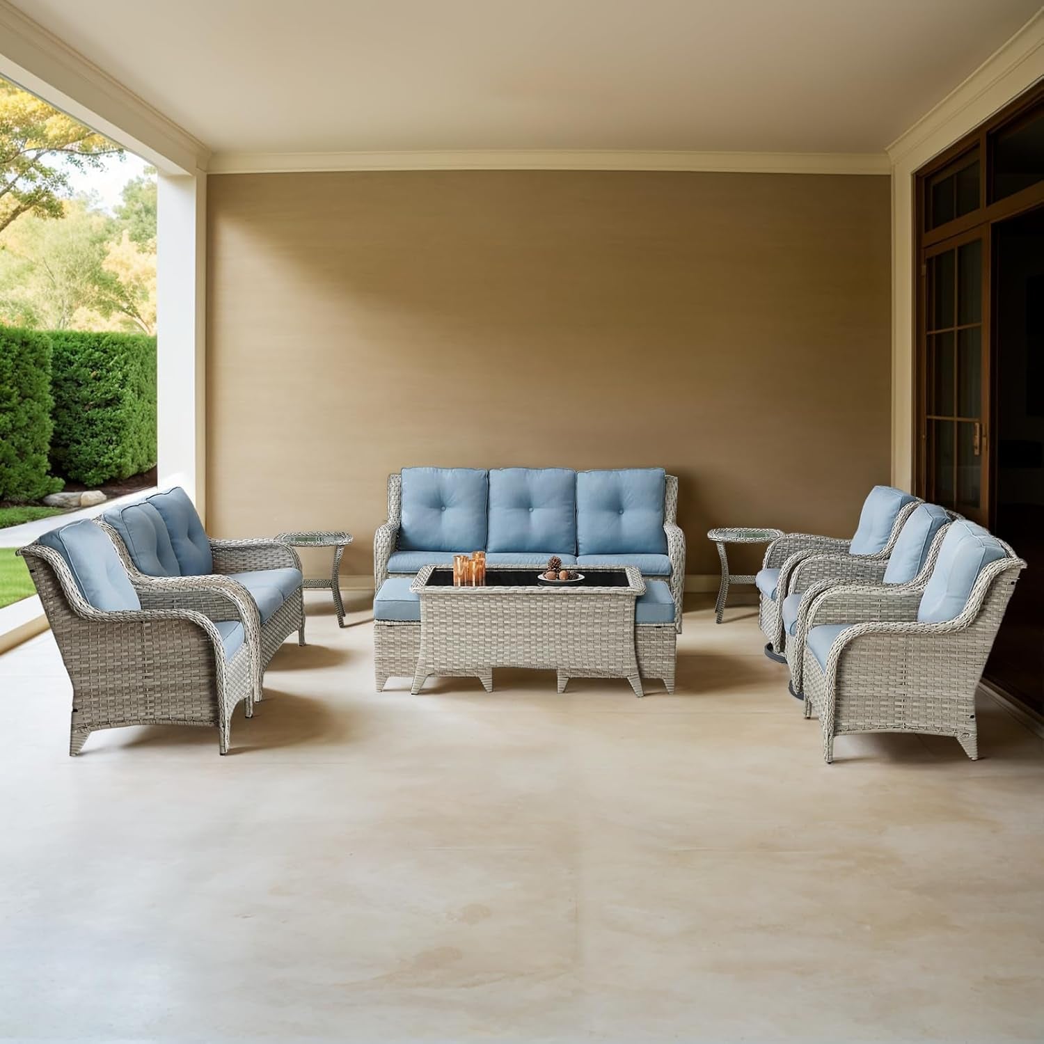 Comfortable 11 Piece Outdoor Furniture Set with Swivel Rockers-0