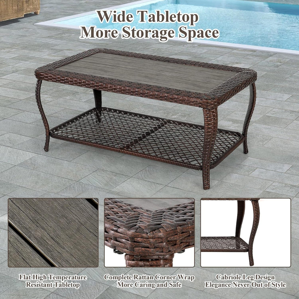 Elegant Six Piece Wicker Patio Furniture Set Outdoor-4