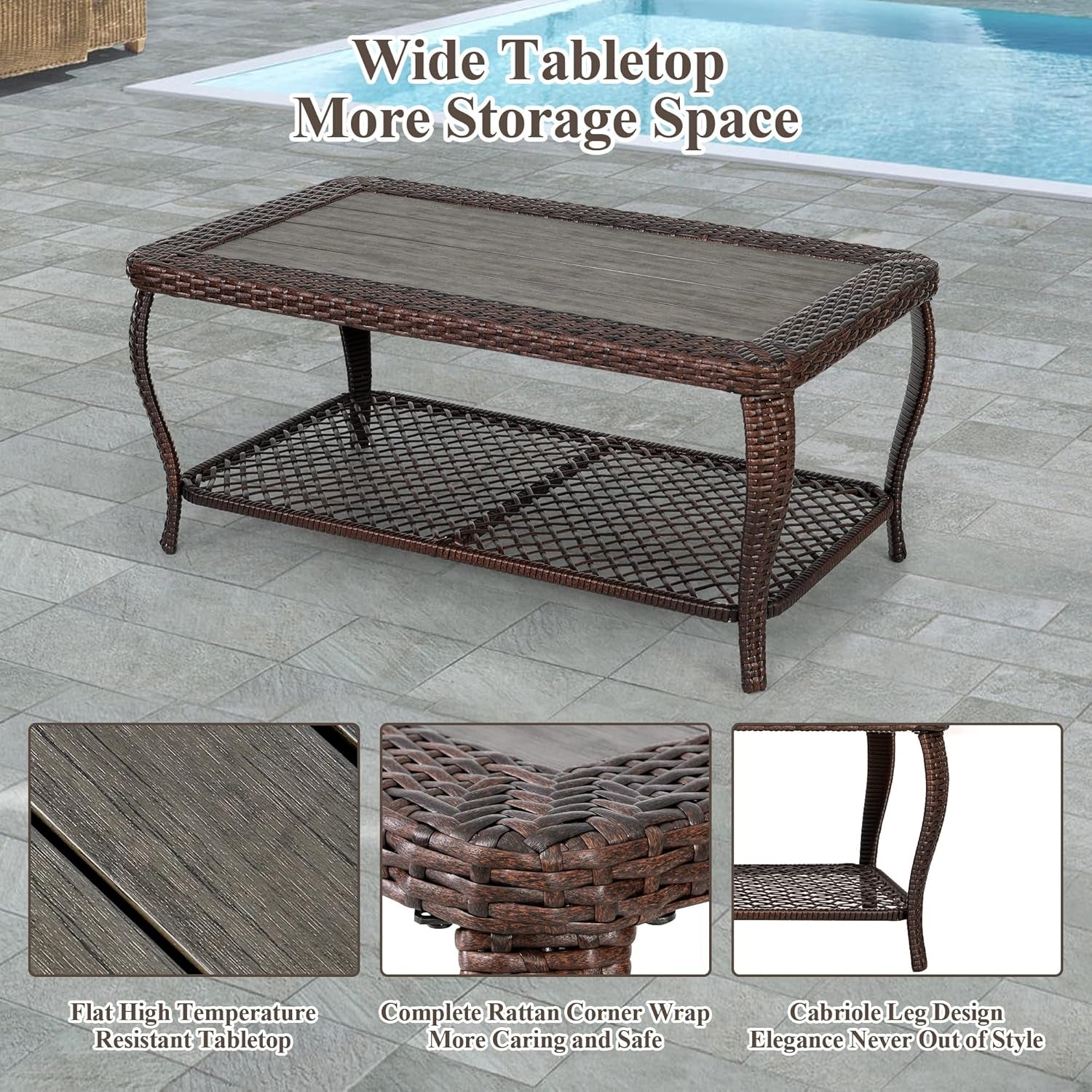 Elegant Six Piece Wicker Patio Furniture Set Outdoor-4