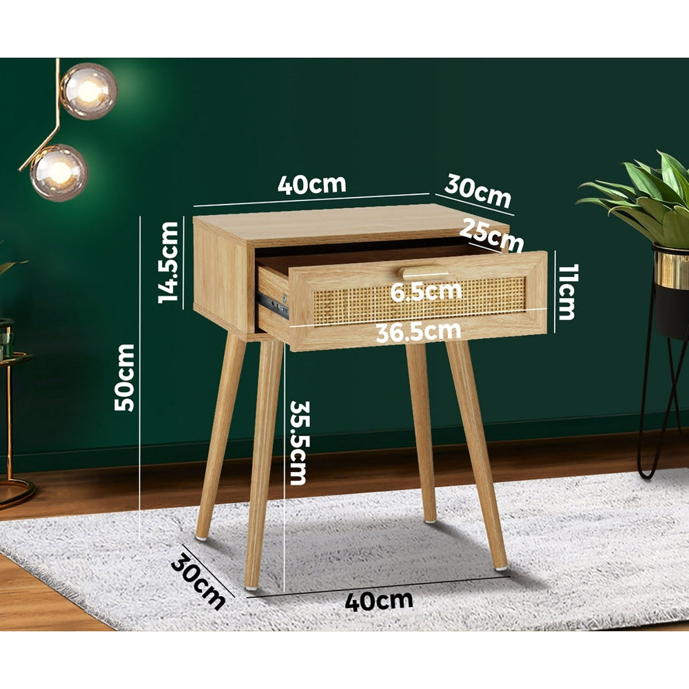 NNEED Bedside Table Wooden Rattan Furniture-2
