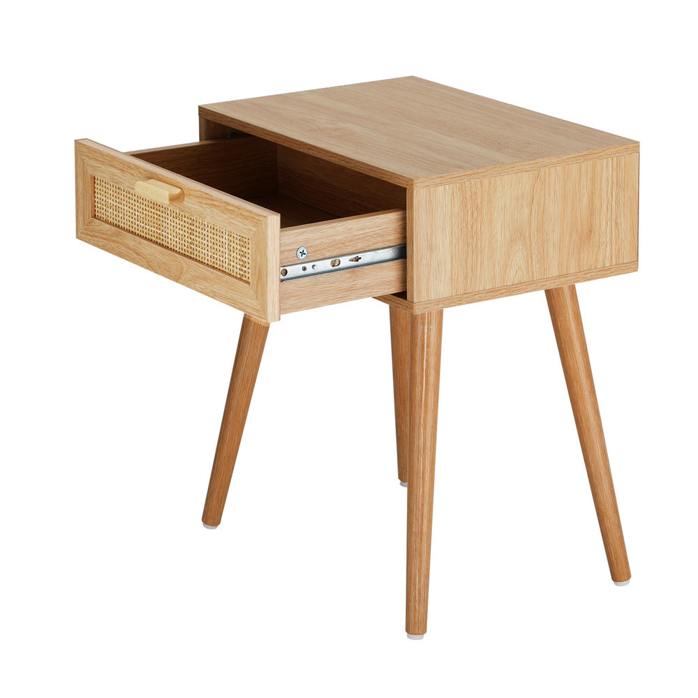 NNEED Bedside Table Wooden Rattan Furniture-4