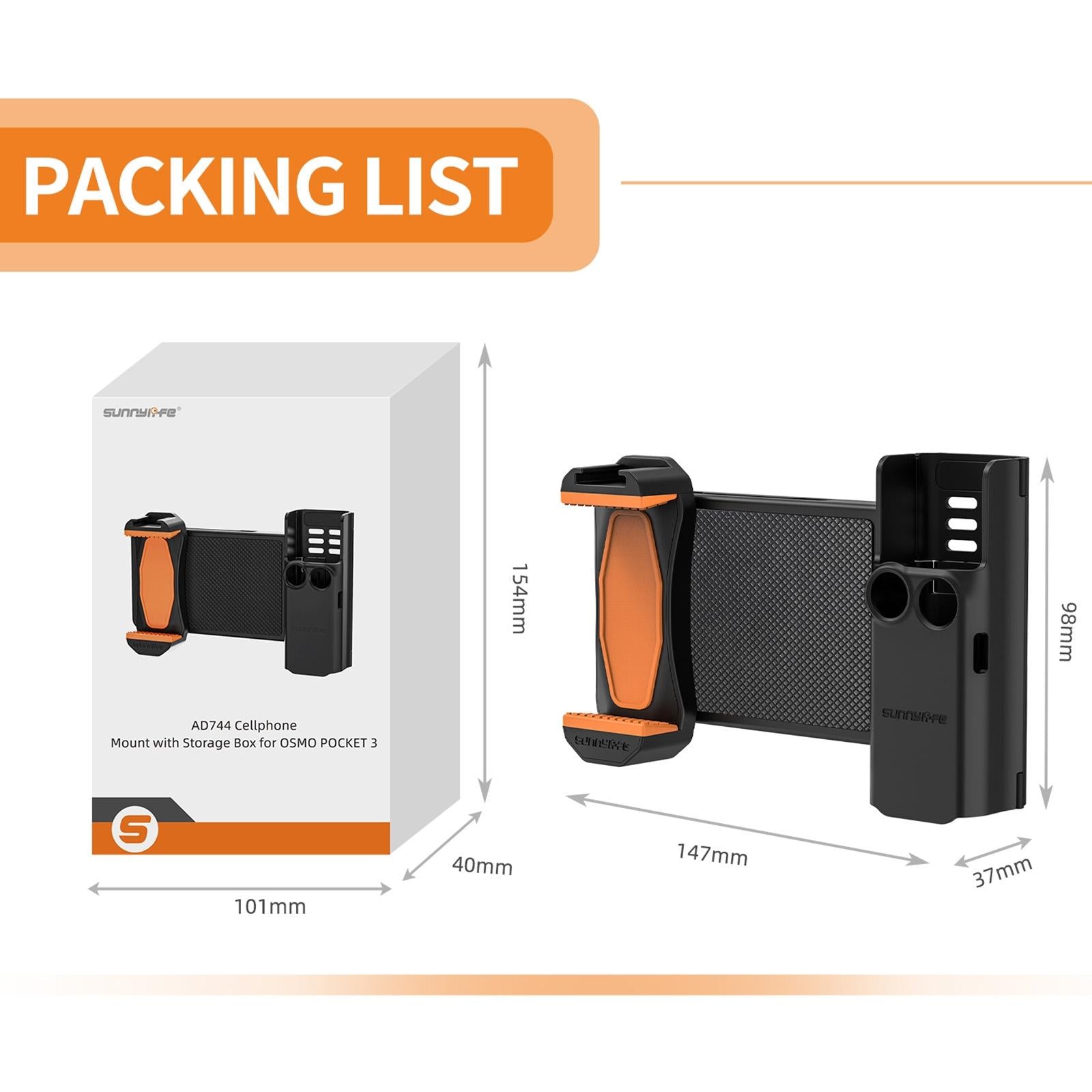 NNEIDS Portable Phone Clamp Holder With Storage Case For Dji Pocket 3-2